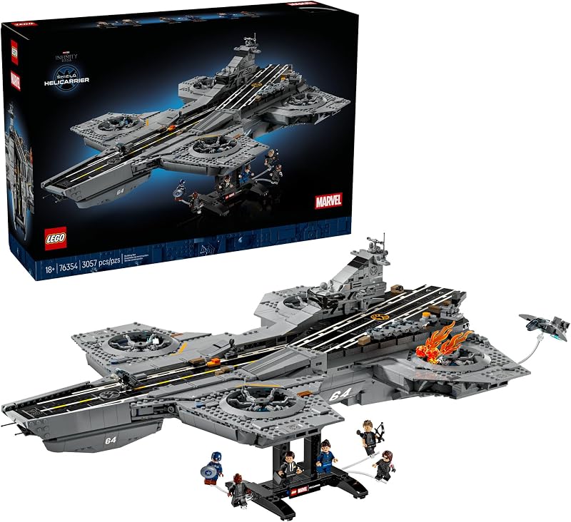 LEGO Marvel SHIELD Helicarrier Collectible Building Set for Adults Ages 18 Marvel Bedroom or Home Office Decor Includes 6 Minifigures Gift for Men Women 76354