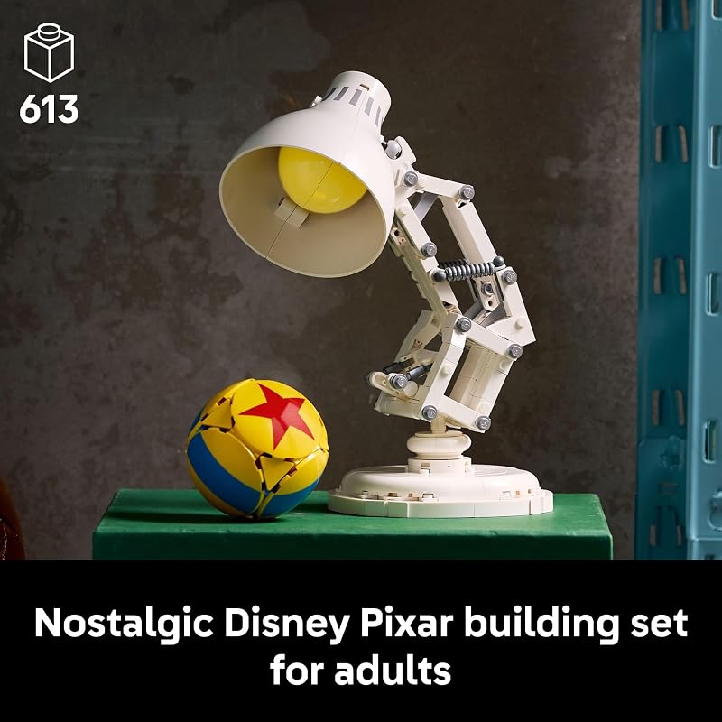 LEGO Ideas Disney Pixar Luxo Jr Room Decor and Building Set for Adults Office and Desk Decor for Women and Men Ages 18 Brick Built Lamp DIY Kit Collectible Gift Idea for Movie Fans 21357