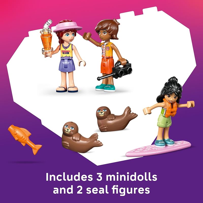 LEGO Friends Beach House with Seals Building Toy for Girls Boys Pretend Play Set for Kids Ages 7 W 3 Minidolls 2 Toy Animals Accessories Gift Idea for Birthdays 42699