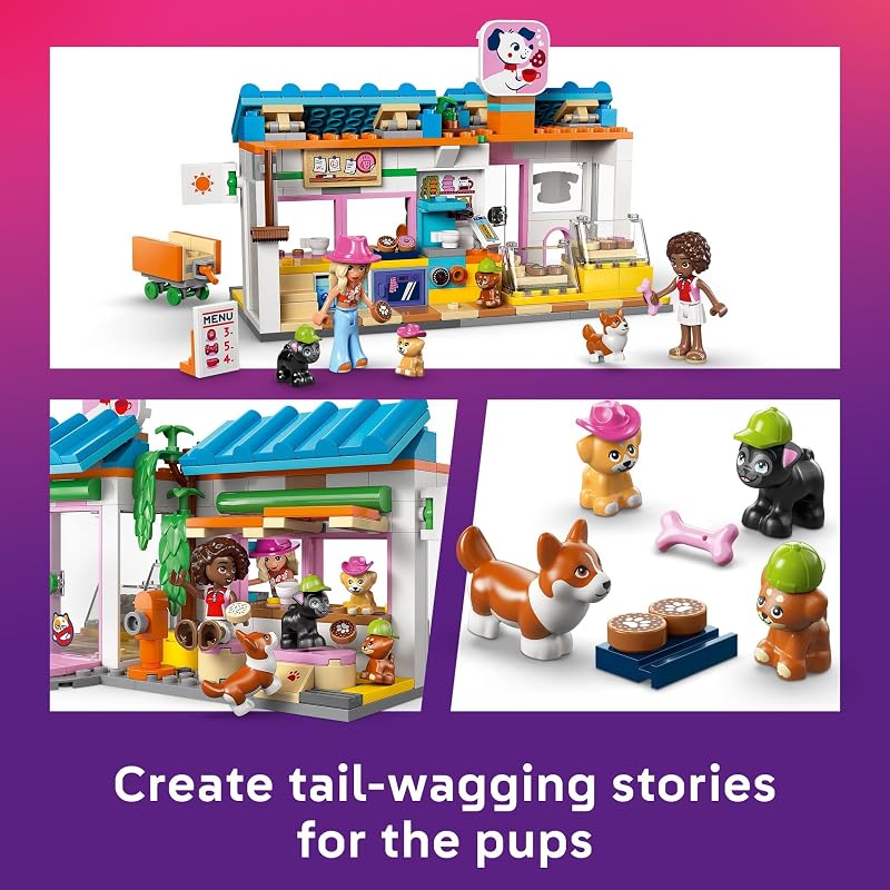LEGO Friends Dog Treats Bakery Building Toy for Girls Boys Pretend Play Set for Kids Ages 6 W Aliya Sage Minidolls 2 Toy Dog Figures Accessories Gift Idea for Birthdays 42677