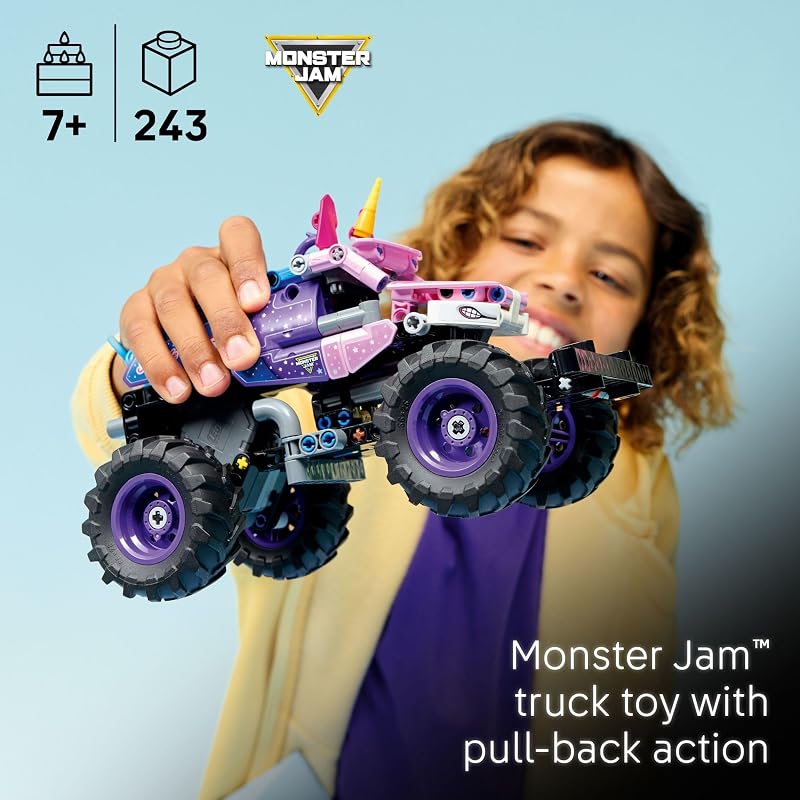 LEGO Technic Monster Jam Sparkle Smash Pull Back Truck Toy for Boys Girls Monster Truck Building Toy W Pull Back Racing Action for Kids Ages 7 Gift Idea for Birthdays 42220