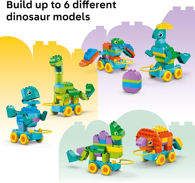 LEGO DUPLO Town 3 in 1 Dinosaurs on Wheels Learning Toy for Toddler Boys Girls Ages 3 Building Education Play Set Teaches Problem Solving Skills Through Play Preschool Gift Idea 10451