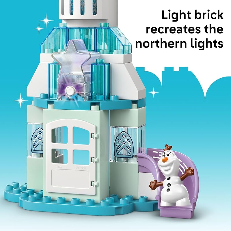 LEGO DUPLO Disney Anna and Elsas Frozen Castle Party Toddler Toy for Girls and Boys 2 Building Blocks for Pretend Play and Sensory Development Preschool Learning Gift for Kids 10455