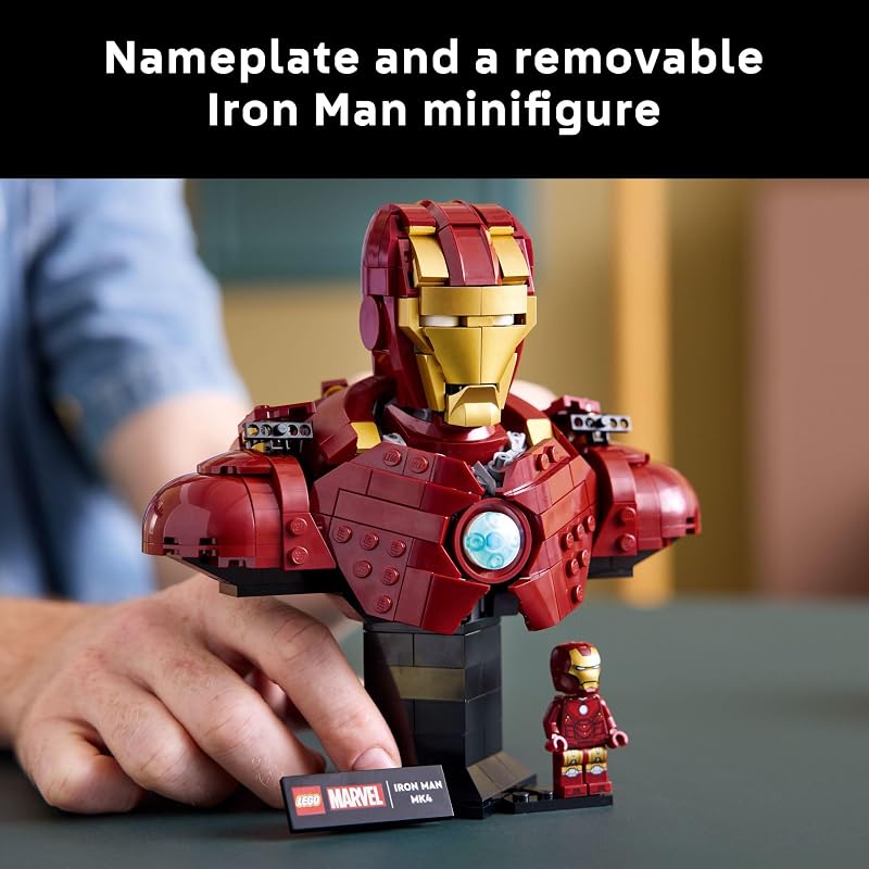 LEGO Marvel Iron Man MK4 Bust Building Kit for Adults Ages 18 Includes Iron Man Minifigure Collectible Model for Super Hero Fans Gift for Men and Women 76327