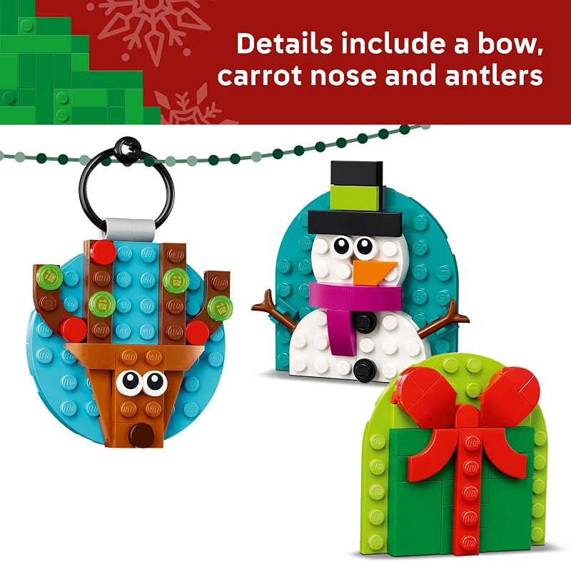 LEGO Christmas Ornament Selection Building Toys Holiday Crafts for Family Kids Boys Girls Ages 6 Hanging Christmas Decorations for Tree 40744