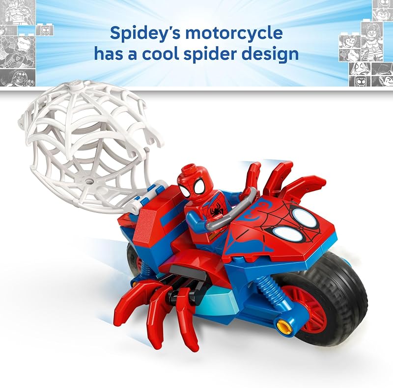 LEGO Marvel Spidey and His Amazing Friends Spidey on his Motorcycle vs Rhino Building Toy for Kids Super Hero Pretend Playset for Preschool Boys Girls Ages 4 Gift Idea for Birthdays 11206