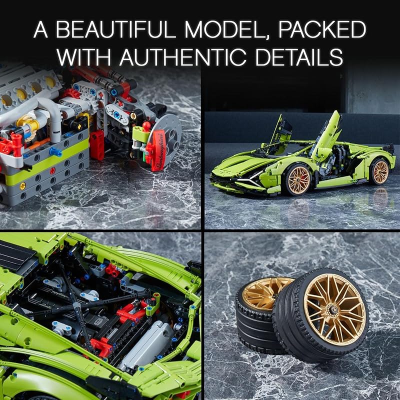 LEGO Technic Lamborghini Sián FKP 37 Building Sets for Adults Detailed Lamborghini Model Car Kit for Men Women Ages 18 Years Display in Room as Decor 42115