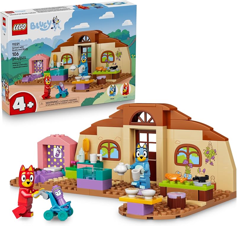 LEGO Bluey School with Rusty and Bluey Building Toy for Girls Boys Ages 4 Toddler Figures Playset Gift for Birthdays 11221