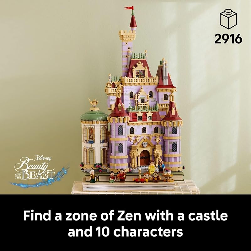 LEGO Disney Princess Beauty and The Beast Castle Building Set Room Decor for Women Men Ages 18 Model Building Kit for Adults Book Shelf Display Gift for Disney Fans 43263