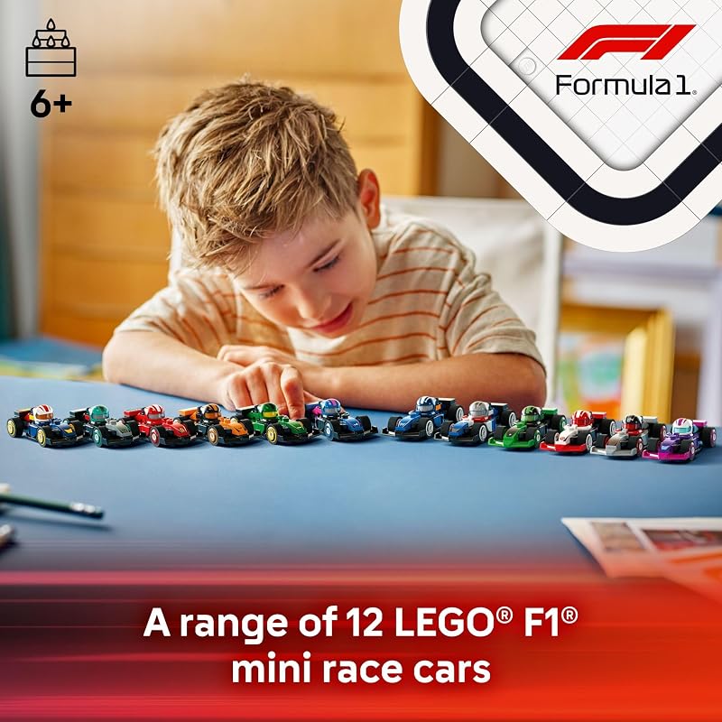 LEGO F1 Collectible Race Cars 6 Pack Building Set for Boys Girls Ages 6 Birthday Party Favor or Gift Mystery Box W Surprise F1 Car Toys Travel Toys for Kids 66796
