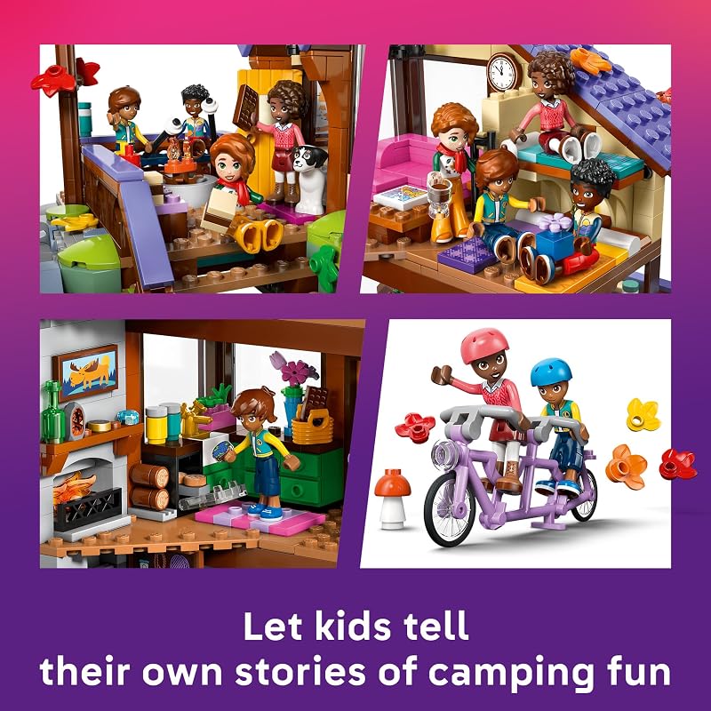 LEGO Friends Cozy Fall Forest Cabin 42705 Building Toy for Girls Boys Ages 9 Toy Playset W 4 Minidolls 1229 pieces Gift for Birthdays