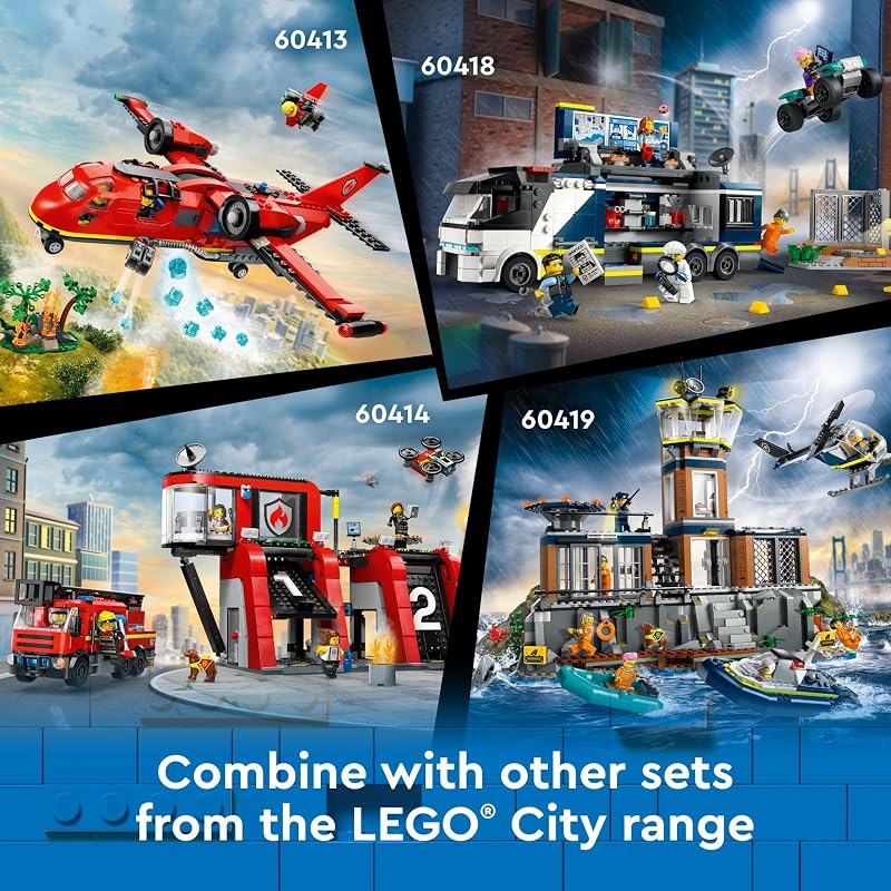 LEGO City Fire Rescue Plane Toy for Kids and Fans of Firefighter Toys Fun Birthday Gift Idea for Boys and Girls Ages 6 who Love Airplane Toys and Imaginative Play Includes 3 Minifigures 60413