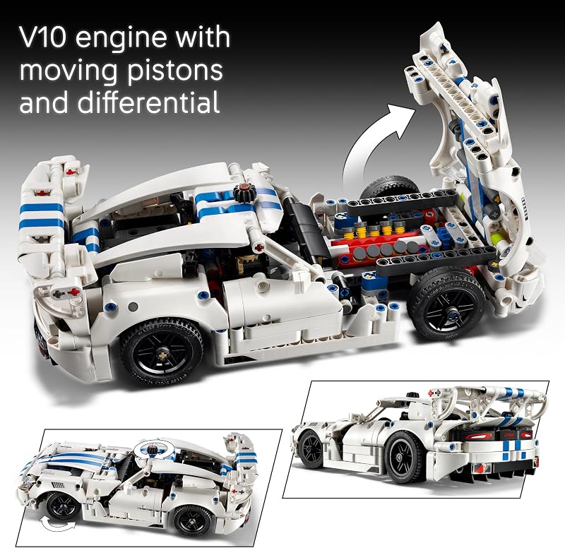LEGO Technic Dodge Viper GTS R Sports Car 42234 Building Toys for Boys Girls Ages 10 Toy Car for Display for Bedroom or Book Shelf 805 pieces Gifts for Kids