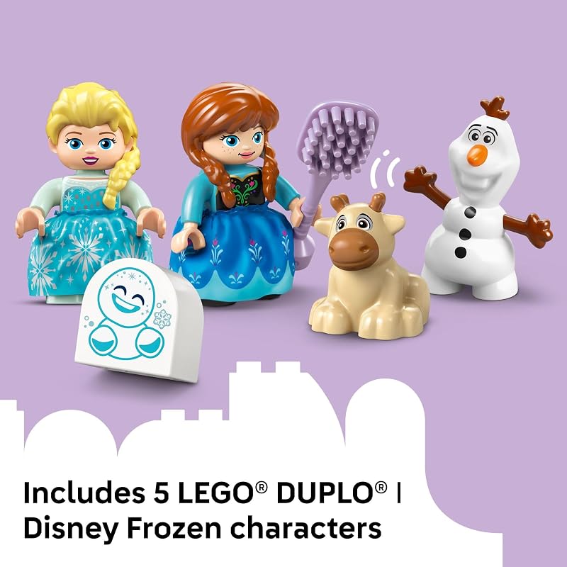 LEGO DUPLO Disney Anna and Elsas Frozen Castle Party Toddler Toy for Girls and Boys 2 Building Blocks for Pretend Play and Sensory Development Preschool Learning Gift for Kids 10455