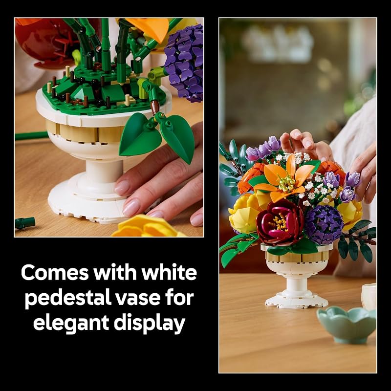 LEGO Botanicals Flower Arrangement Artificial Flowers Building Set Decor for Table Display Gift for Birthdays Unique Bouquet for Adults Ages 18 10345