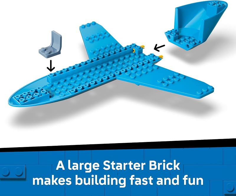 LEGO City Passenger Jet 60492 Building Toys for Boys Girls Ages 4 Airplane Toy Set W 4 Minifigures Pretend Play 118 pieces Gift for Birthdays