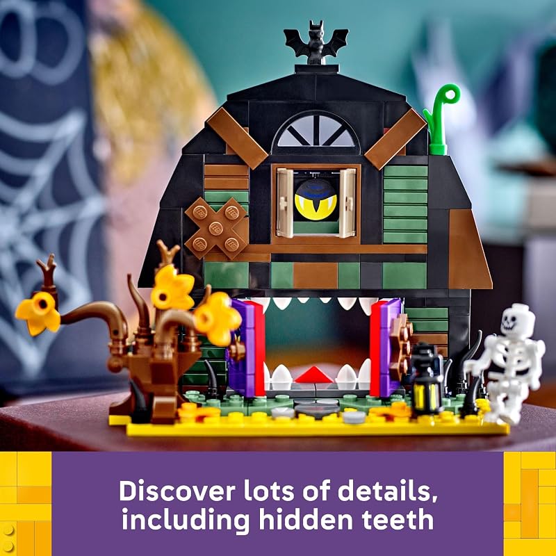 LEGO Halloween Barn Building Toy Room Decor Pretend Play Set for Boys Girls Ages 9 Halloween Toys Crafts for Kids Gift Idea W Scary Skeleton Minifigure 40721