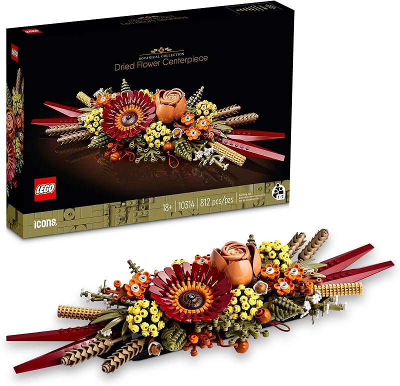 LEGO Icons Dried Flower Centerpiece Building Sets for Adults Ages 18 Years Fall Thanksgiving Decorations for Dinner Table or Mantel 10314