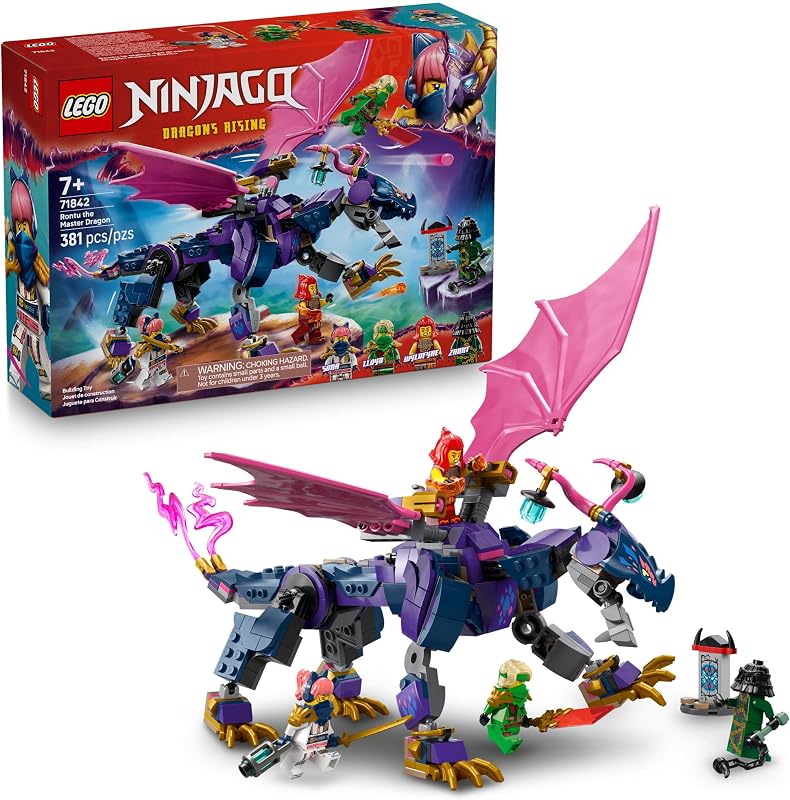 LEGO NINJAGO Rontu the Master Dragon Building Toy Dragons Rising Model Building Kit for Boys Girls Ages 7 Kids Toy W 4 Ninja Minifigures Dragon Figurine Gift Idea for Birthdays 71842