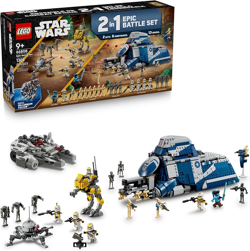 LEGO Star Wars Epic Battle Set Co Pack Pretend Play Building Toy for Boys Girls Ages 7 Includes 13 Droid Figures 6 Minifigures Bonus Gift Gift for Birthdays 66808
