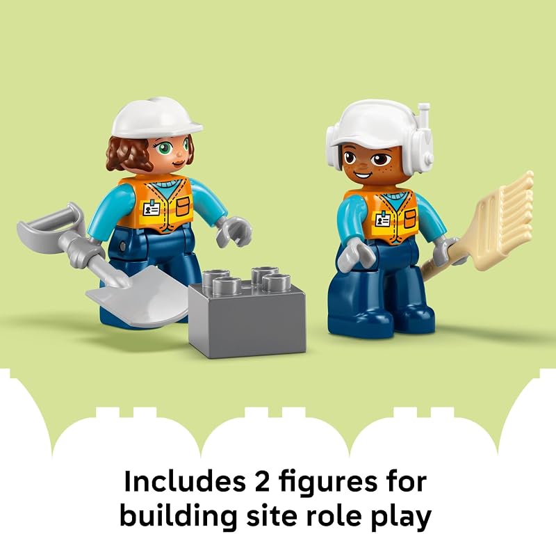LEGO DUPLO Town 3 in 1 Construction Site and Vehicles Toys for Toddlers Pretend Play Set for Boys Girls Ages 3 Building Blocks for Fine Motor Skills Practice Gift for Birthdays 10476