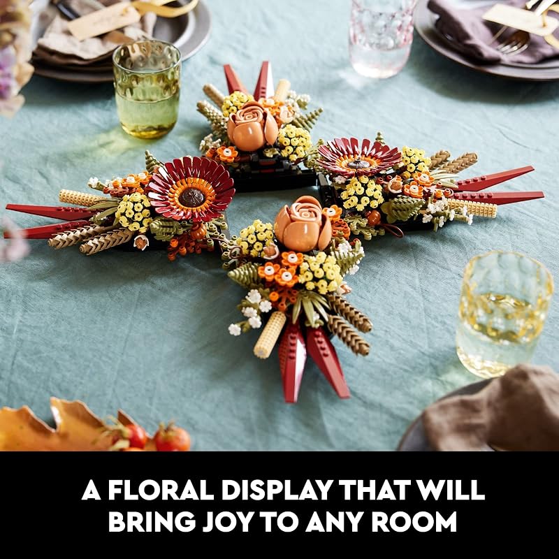 LEGO Icons Dried Flower Centerpiece Building Sets for Adults Ages 18 Years Fall Thanksgiving Decorations for Dinner Table or Mantel 10314