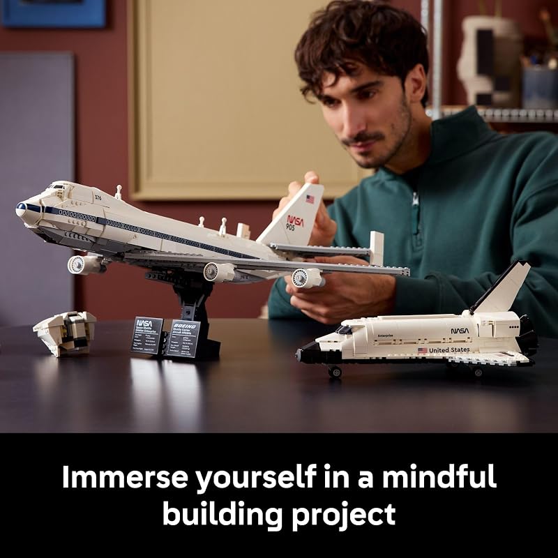LEGO Icons Shuttle Carrier Aircraft Building Set for Adults Spaceship Airplane Model Kit for Adults Ages 18 Air Space Decor Gift for Birthdays 10360