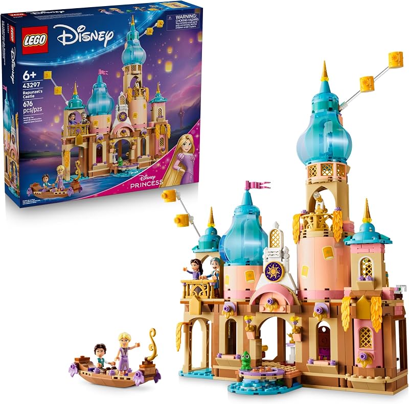LEGO Disney Princess Rapunzels Castle 43297 Building Toys for Girls Boys Ages 6 Princess Castle Playset Movie Character Figures 676 pieces Gift for Birthdays