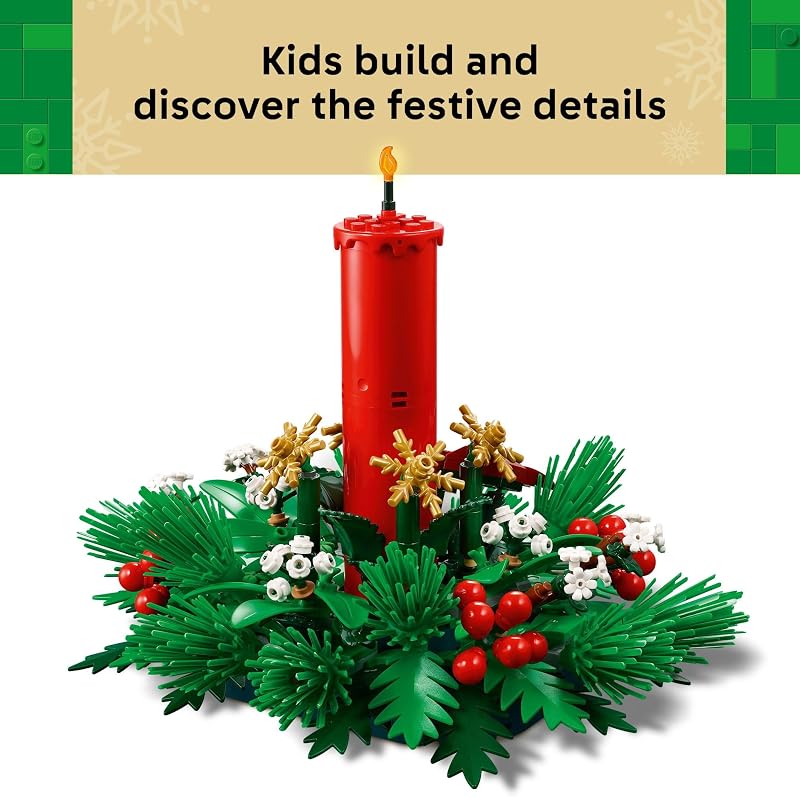 LEGO Christmas Table Decoration Building Toy for Kids Brick Built Holiday Centerpiece Festive Room Decor Christmas Craft for Girls Boys Ages 12 Gift Idea for Families 40743