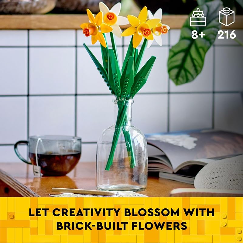 LEGO Daffodils Building Toy for Kids Girls and Boys Ages 8 Birthday Gift for Kids Artificial Daffodil for Bedroom Decor and Display 40747
