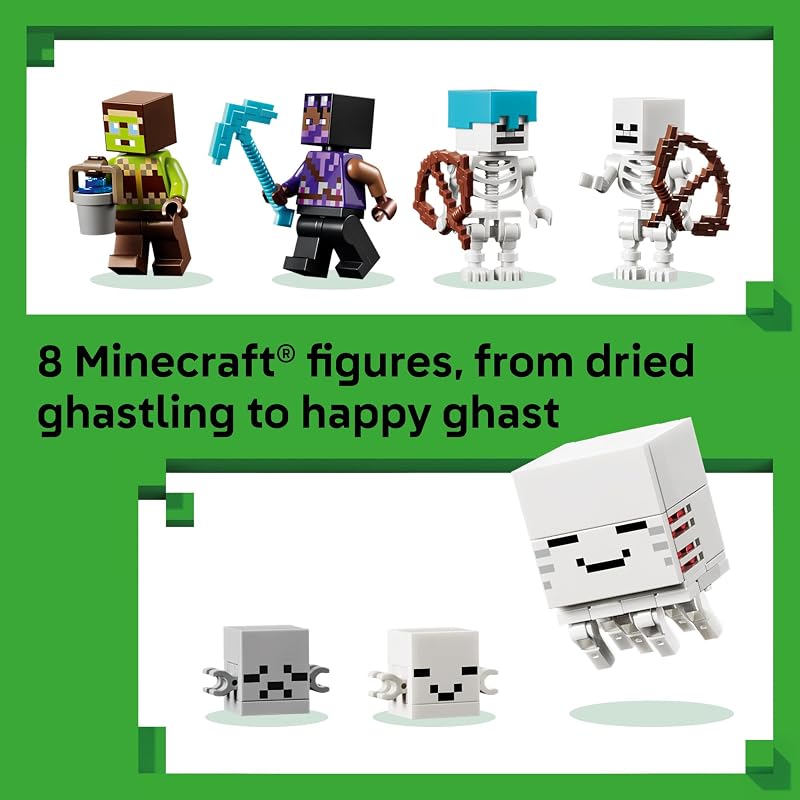 LEGO Minecraft Ghast Station 21597 Building Toys for Boys Girls Ages 9 Sturdy Build for Pretend Play 8 Minecraft Figures 754 pieces Gift for Gamers