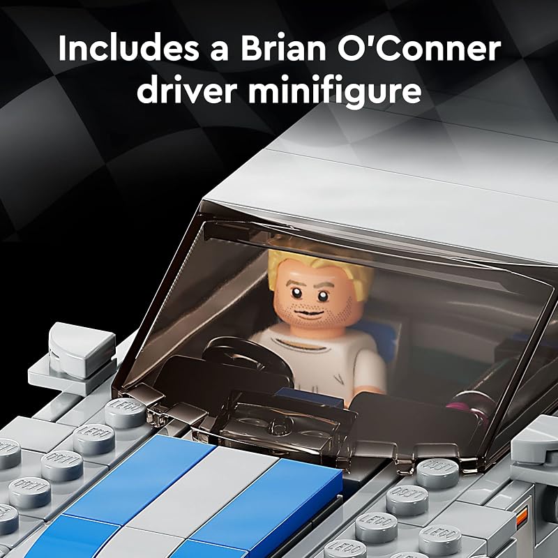 LEGO Speed Champions 2 Fast 2 Furious Nissan Skyline GT R R34 Race Car Toy Model Building Kit Collectible with Racer Minifigure 2023 Set for Kids Boys and Girls Ages 9 and Up 76917
