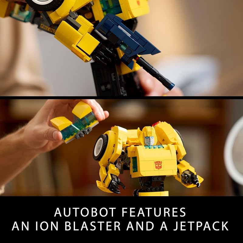 LEGO Icons Transformers Bumblebee Action Figure Collectible Robot Gift for Adults Movie Themed Model Building Set for Sci Fi Enthusiasts and Transformers Fans Converts to Vehicle Mode 10338