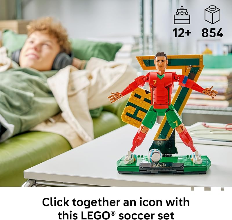LEGO Editions Cristiano Ronaldo Soccer Legend Building Set for Boys Girls Ages 12 Collectible Soccer Gift with Plaque Kids Bedroom or Shelf Decor 43016