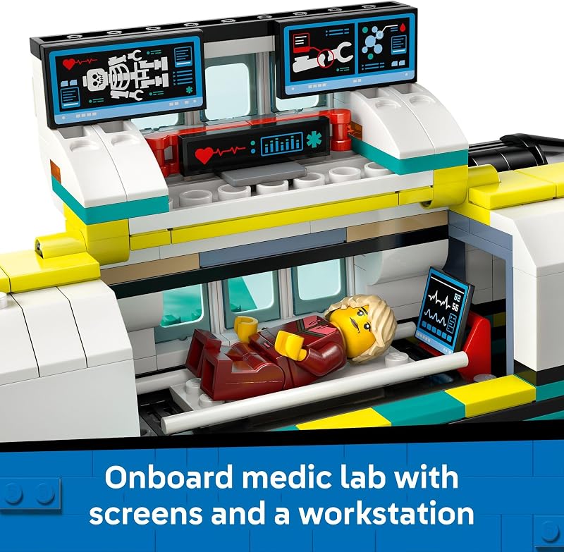 LEGO City Emergency Air Ambulance Airplane Building Toy for Kids Pretend Play Rescue Airplane Model for Boys Girls Ages 6 Building Blocks W Hero Minifigures Gift Idea for Birthdays 60465