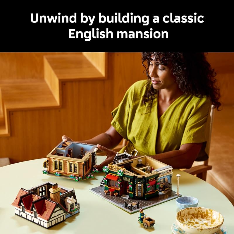 LEGO Icons Tudor Corner Building Set for Adults 18 DIY Miniature House Kit Collectible Mini House Building Set for Men and Women Crafting Gift for Adults 10350