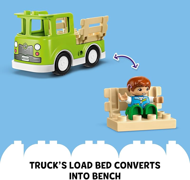LEGO DUPLO Town Caring for Bees Beehives Preschool Kids Learning Toy 2 Figures and a Drivable Truck STEM Toy Build and Rebuild Educational Set for Toddlers Ages 2 Years Old and Up 10419