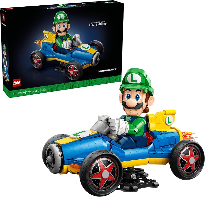 LEGO Mario Kart Luigi Mach 8 Building Set for Adults Ages 18 Nintendo Collectible for Fans Gift for Men Women Bedroom or Bookshelf Decor 72050