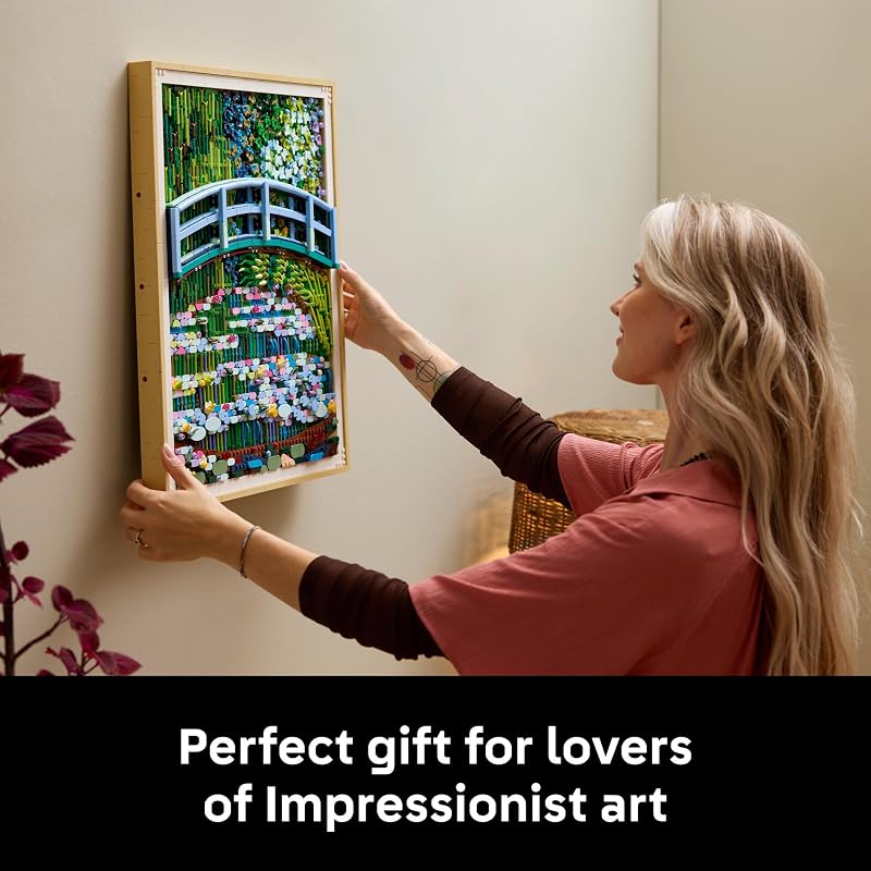LEGO Art Claude Monet Bridge Over a Pond of Water Lilies Building Sets for Adults Ages 18 Wall Decor for Living Room or Home Office Gift for Women Men 31220