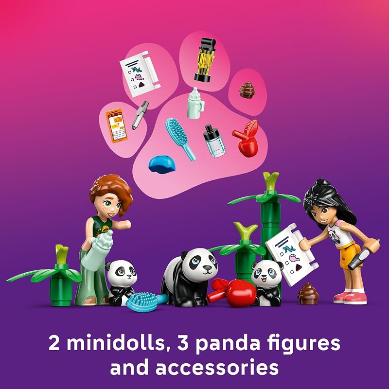 LEGO Friends Panda Sanctuary Animal Care Building Toy Playset for Girls Boys Ages 7 Gift Idea for Birthdays W 2 Minifigures Panda Toys 42648