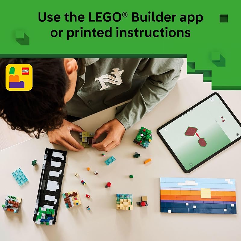 LEGO Minecraft Mini Biomes Building Pretend Play Toy for Boys Girls Video Game Playset Toy Figures for Preteens Ages 12 W 2 Minifigures 3 Microfigures Gift Idea for Birthdays 21589