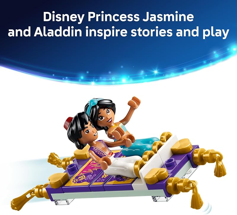 LEGO Disney Princess Jasmines Jewelry Box 43295 Building Toys for Girls Boys Ages 6 Disneys Aladdin Movie Figures Creative Play 458 pieces Gift for Birthdays