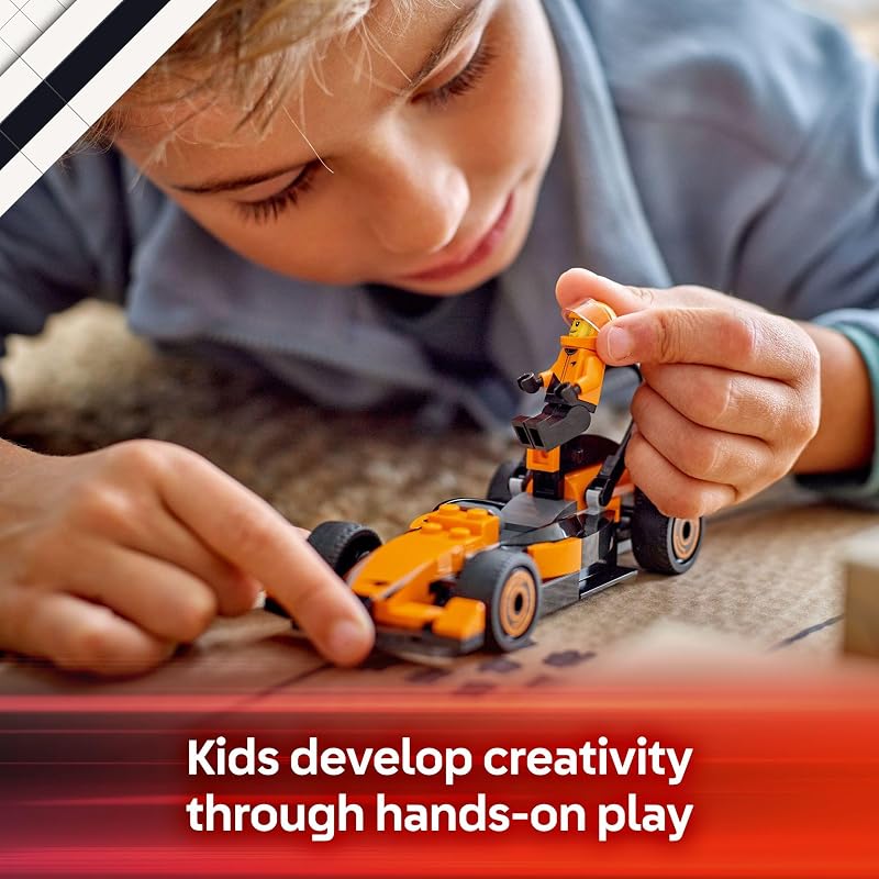 LEGO City F1 Driver with McLaren Race Car Toy Model Car Building Toy Kit for Kids Boys and Girls Ages 6 F1 Collectible for Fans with a Driver Minifigure Gift Idea for Birthdays 60442