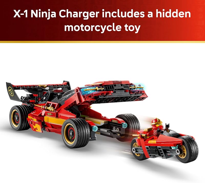 LEGO NINJAGO X 1 Ninja Charger 15th Anniversary 71867 Collectible Building Set for Boys Girls Ages 14 Toy Car Motorcycle 3 Minifigures 691 pieces Gift for Birthdays