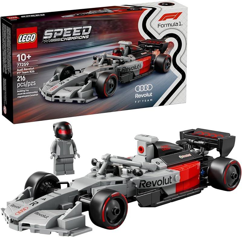 LEGO Speed Champions Audi Revolut F1 Team R26 Race Car Toy Building Sets for Boys Girls Ages 10 F1 Car Kit for Display or Play Gift for Birthdays 77259