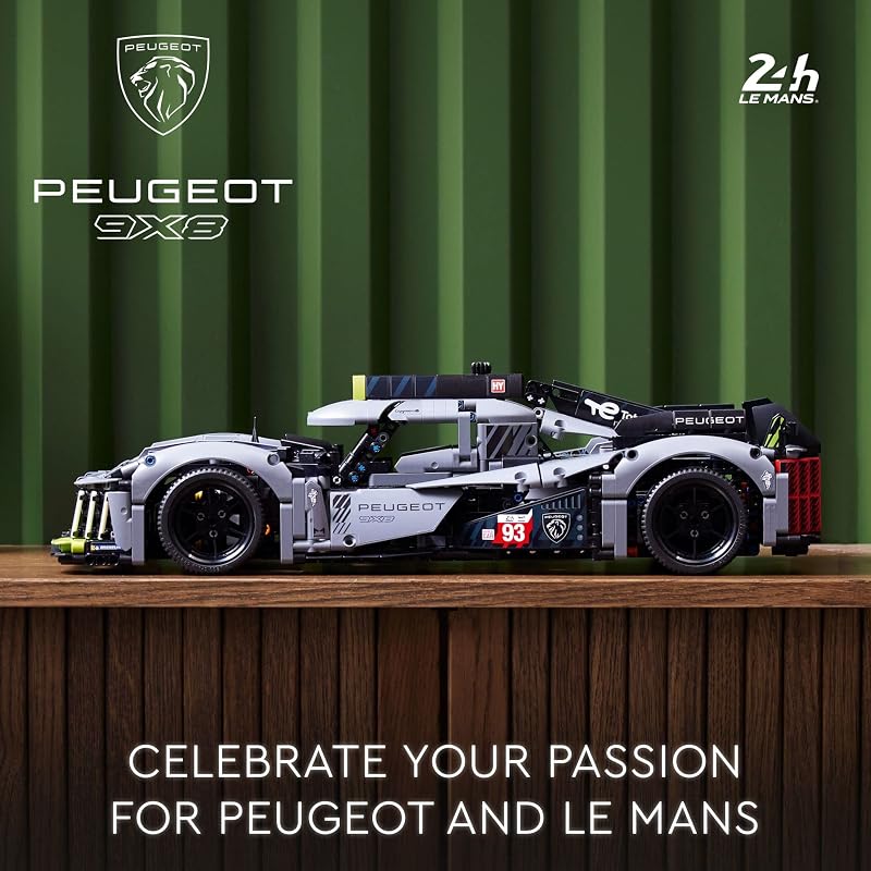 LEGO Technic Peugeot 9X8 24H Le Mans Hybrid Hypercar 42156 Collectible Race Car Building Kit for Adults and Teens 1