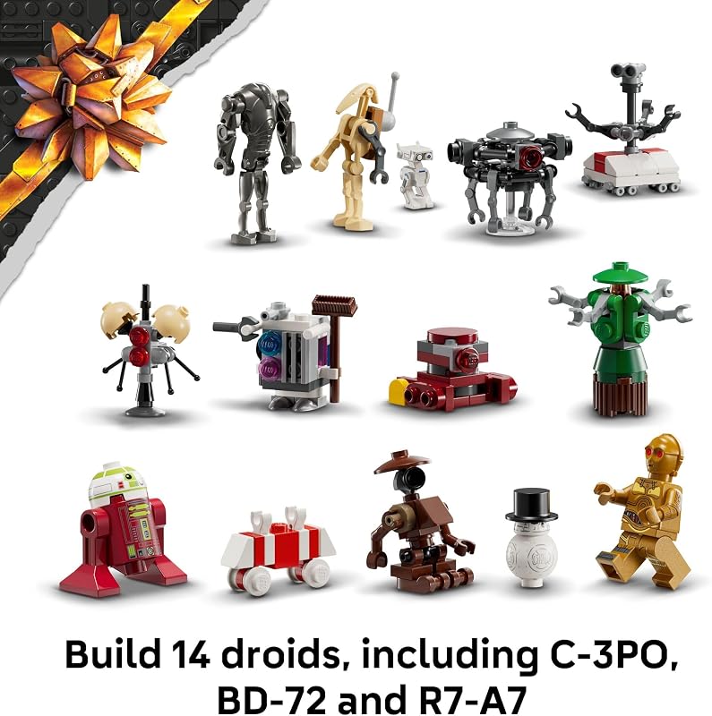 LEGO Star Wars Advent Calendar 2025 Kids Toy Holiday Countdown Playset with 24 Toys for Boys Girls Ages 6 Includes C 3PO BB 8 Figures Star Wars Gift Idea for Christmas 75418