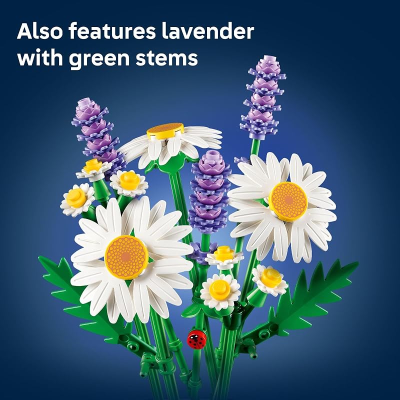 LEGO Botanicals Daisies Building Toy Artificial Flowers Crafting Kit for Girls Boys Ages 9 Kids Room Decor for Book Shelf or Desk Gift Idea for Birthdays 11508