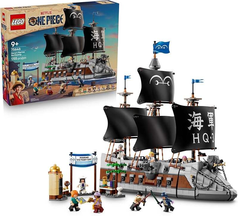 LEGO ONE PIECE Garps Marine Battleship 75646 Building Toys for Boys Girls Ages 9 8 Minifigures Hidden Details Decor or Play 1705 pieces Gift for Birthdays