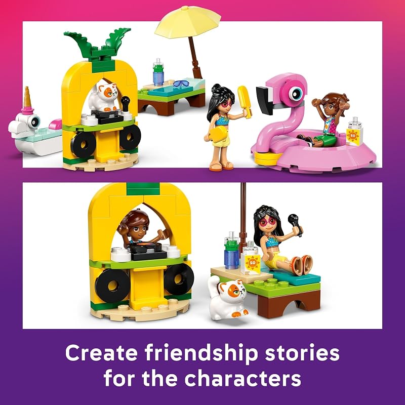 LEGO Friends Unicorn Flamingo Pool Party Pretend Play Building Toy Creative Storytelling Playset for Kids for Boys Girls Ages 5 Birthday Gift Idea for Kids 42658
